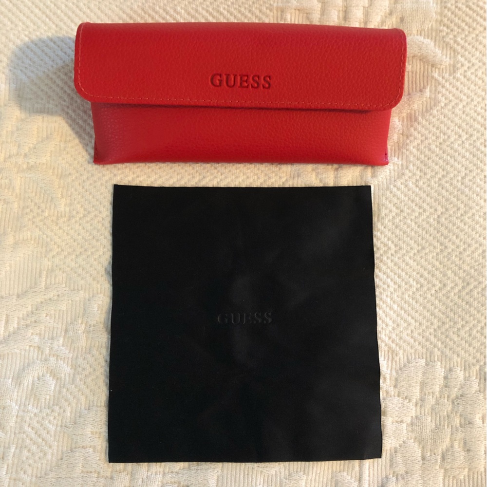 Guess Red Foldover Snap Close Glasses Case